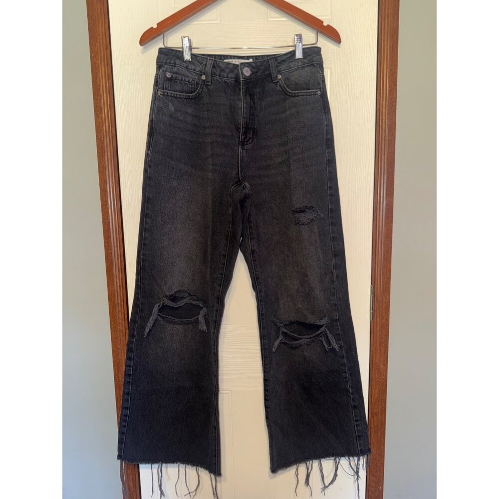 Garage Denim Black Wide Leg Distressed Jeans Size 5/27